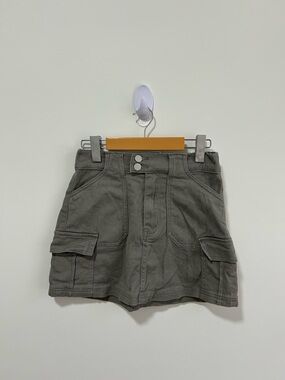Olive Green Cargo Pocket Mini Skirt